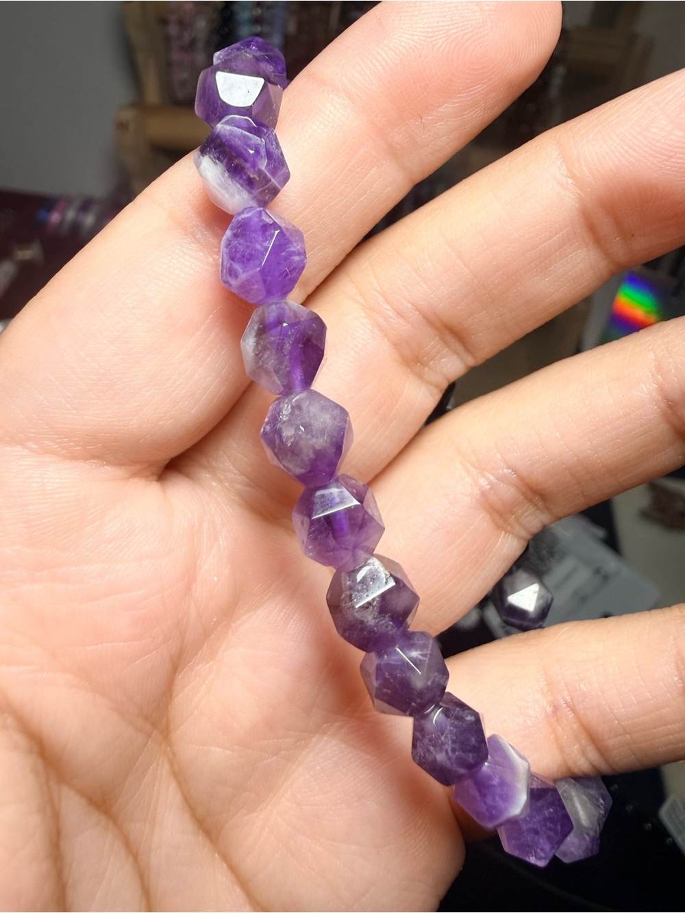 Star Cut Amethyst Bracelet 8mm - Picture 2 of 4